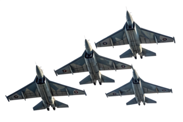  a military aircraft jet in formation isolated on white background PNG, AI GENERATED