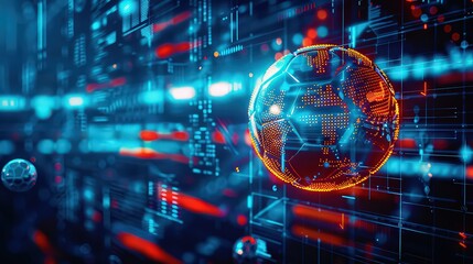 Soccer ball on the field with digital graphs showing sports analytics and online soccer betting