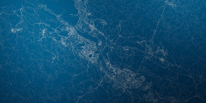Bilbao (Spain) street map. The style of the map is blue lights