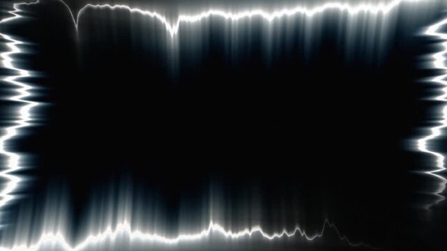 White zigzag glowing frame, zigzag line loop animation on black background. 