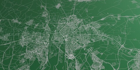 Seville (Spain) street map. The style of the map is green paper