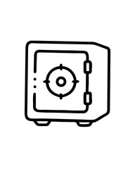 Icon of a secure safe with a target on its door representing security and protection
