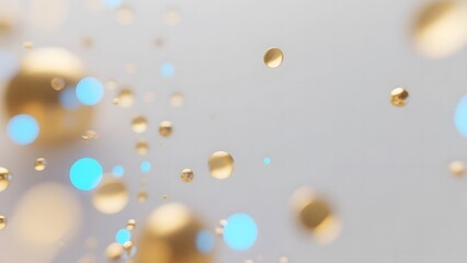 Abstract Bokeh Effect with Golden and Blue Circles Floating in a Soft Background