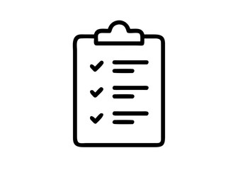 Simple line icon of a clipboard with a checklist and checkmarks