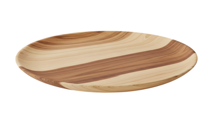 A wooden plate with light and dark brown stripes pattern design    .ai generative, transparent background, white background. isolated on white background