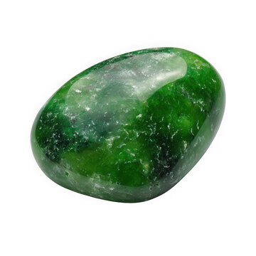 Green jade jemstone on white backgroud.