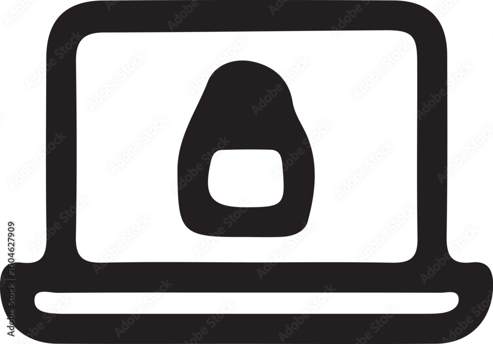 Fototapete black laptop screen displaying a simple icon computer