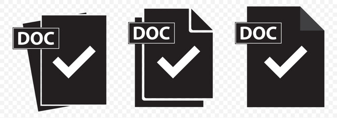 Correct Documents icon thin flat simple illustration symbol in Black Color on Transparent Background. EPS 10.