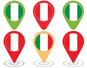 Map markers with Italian flags