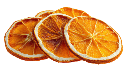 Stacked dried orange slices, vibrant orange