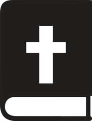 Holy bible vector illustration, christian book with cross icon, religious scripture drawing