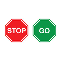 Red stop and green go sign isolated vector template