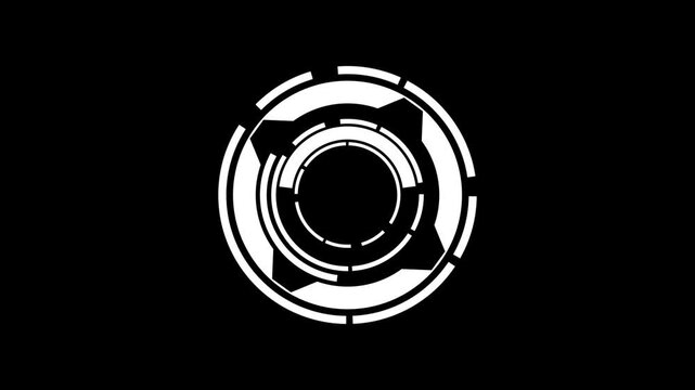 white color Digital Analyzing and Loading Data HUD Display. loading, analyzing data, rotating circle on black background . 
