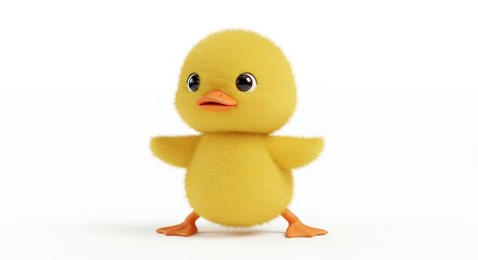 Cute yellow cartoon duckling illustration
