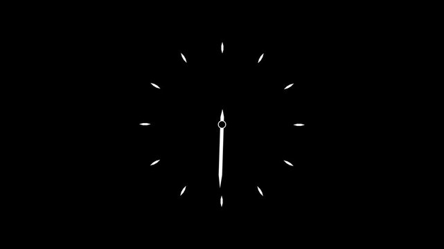 white color clock icon animation on black background .
