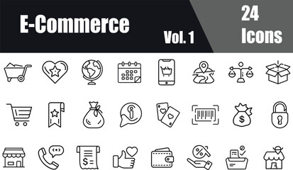"E-commerce Outline Line Icons Set Vol. 1: Minimal Line Icons for Online Shopping and Digital Retail"