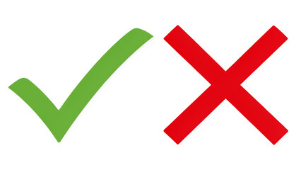 Check mark and cross mark icons isolated on white background PNG. AI GENERATED.