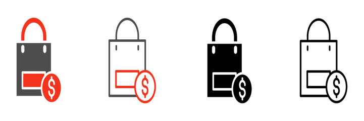 Shopping bag is a symbol of money coins which implies about the offer of saving goods, or the value of money obtained from the purchase.