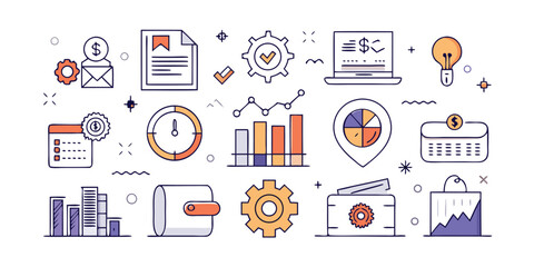 line icons depicting essential business and partnership elements for visual communication..eps