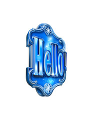 Isolate Transparent, Elegant Blue Greeting Sign with Decorative Snowflakes Design, PNG Die-Cut For Advertising