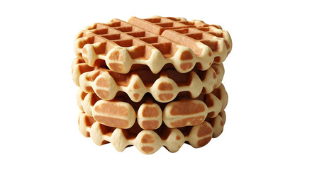 A stack of three waffles on a plain black background view    .ai generative, transparent background, white background. isolated on white background