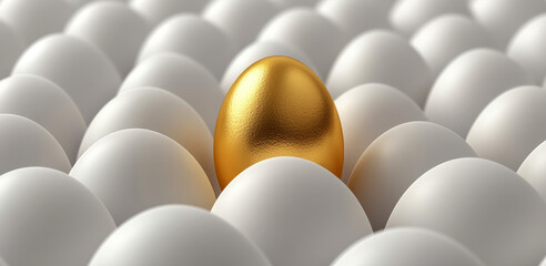  golden egg among white eggs 