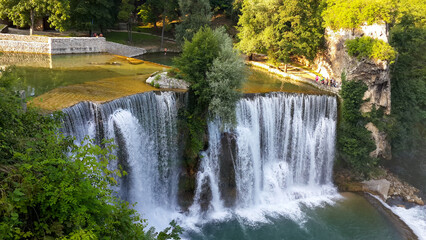 Pliva Waterfall Cascading in Jajce, Bosnia and Herzegovina © enesdigital