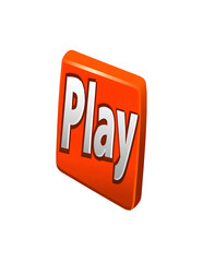 Isolate Transparent, Bright Orange Play Button for Multimedia and Entertainment Usage, PNG Die-Cut For Advertising