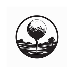 Golf Ball Positioned in Center of Golf Course Logo Design for Sports Branding