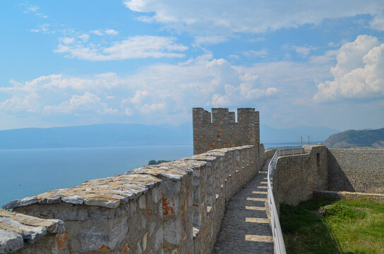Ancient Stone Fortress Overlooking the Sea and Mountains