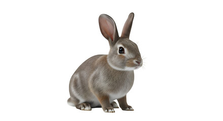 Obraz premium A gray rabbit sitting upright against a black background .ai generative, transparent background, white background. isolated on white background