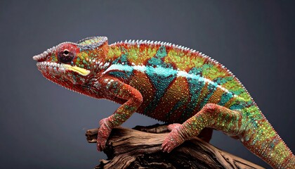 Obraz premium Vibrant chameleon on a branch
