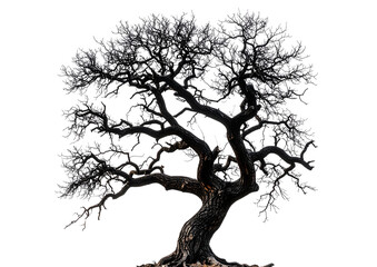 black dead tree isolated on white or transparent png