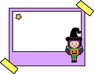 Halloween Girl in Pumpkin Costume with Frame