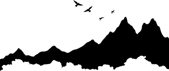 "Mountain Camping Silhouettes: Adventure Under the Stars"