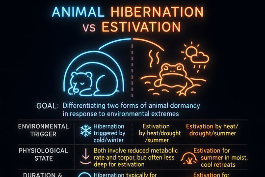 Animal Dormancy Infographic Explaining Hibernation Estivation and Diapause for Wildlife Biology Studies