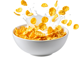 corn flakes with milk splash