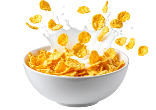 corn flakes with milk splash