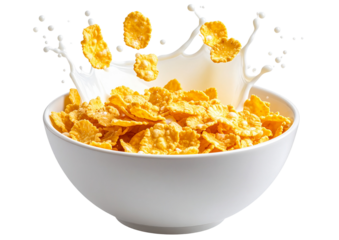 corn flakes with milk splash