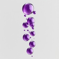 Fototapeta premium A few group of purple bubbles floating vertical minimalist transparent abstract.