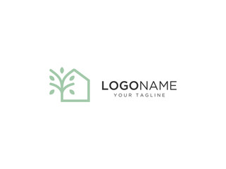 house and tree logo design vector template 