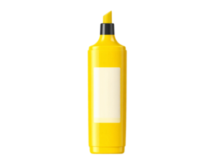  Yellow Highlighter Pen with Cap On, Vertical Orientation, Isolated on Transparent Background PNG   