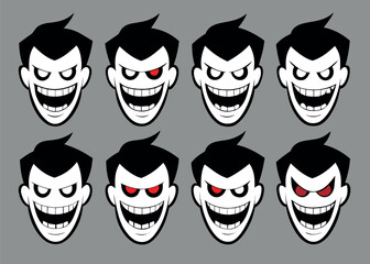 Collection of Fifteen Stylized Creepy Graphic Elements for Halloween or Horror Themes in CMYK with Grayscale Options