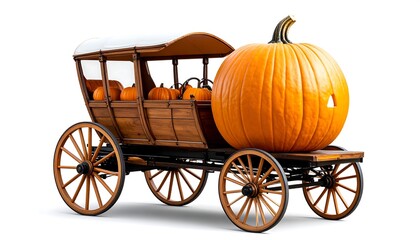 Fototapeta premium Vintage wagon carrying large pumpkin
