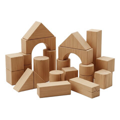 Natural wooden building blocks for children s play and creative construction activities