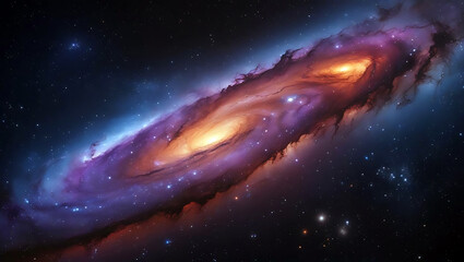 Obraz premium Magnificent Spiral Galaxy Art Render with Swirling Arms of Stars and Cosmic Dust in Deep Space