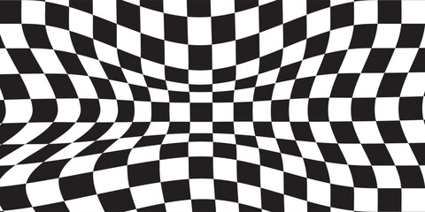 Black and white checkered pattern . Chess pattern . Black and white square background . Checkered wallpaper . Vector illustration