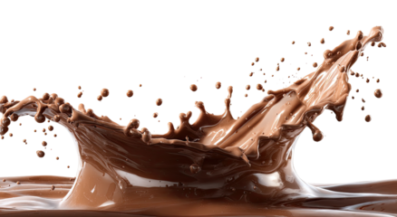 Chocolate liquid splash against black background