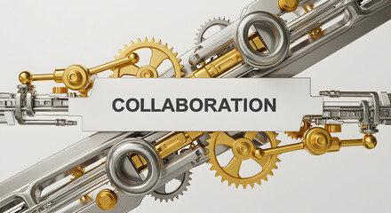 Collaboration teamwork partnership business industry concept technology engineering machine gear system integration mechanism solution success engine project process development