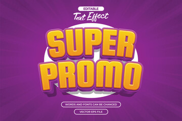 Super promo editable text effect with 3d text style and with purple background
